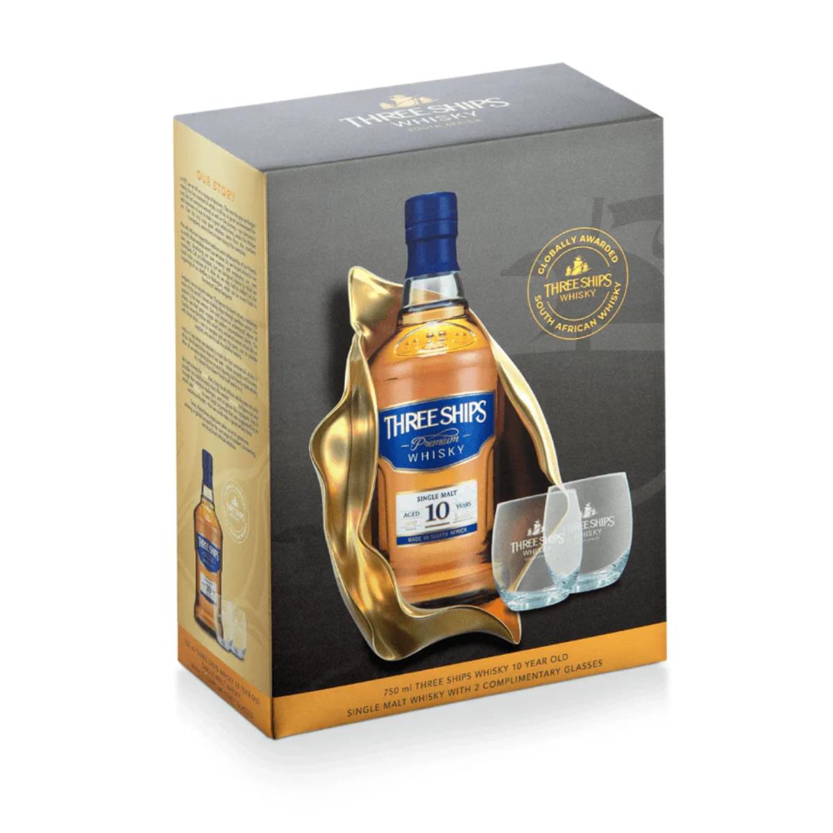 Three Ships Single Malt 2021   2 Glasses Gift